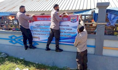 Cegah-Kejahatan-Premanisme,-Tim-Satgas-Ops-Bina-Kusuma- Polres-TTS-Pasang-Spanduk-Imbauan