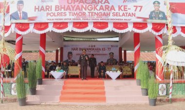 Puncak-Peringatan-Hari-Bhayangkara-Ke-77-Tahun-2023,-Polres-TTS-Gelar-Upacara-Peringatan-Di-Lapangan-Pemda-TTS-Di-Pimpin-Langsung -Kapolres-TTS
