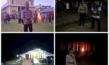 Polsek-Batu-Putih-Melaksanakan-Pengamanan-Misa-Sabtu-Haleluya-di-4-Titik-Gereja