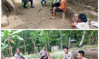 Kapolsek-Bersama-Kapolpos-dan-Bhabinkamtibmas-Sambang-Warga,-Sampaikan-Waspada-TPPO