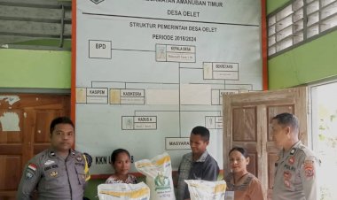 Polsek-Amanuban-Timur-Monitoring-Penyaluran-Bantuan-Pangan-Di-Desa-Oelet,-287-Kk-Terima-Beras-Dan-Minyak-Goreng