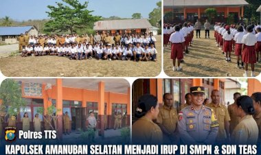 Tanamkan-Kedisiplinan-Sejak-Dini,-Kapolsek-Amanuban-Selatan-Jadi-Irup-di-SMPN-&-SDN-Teas