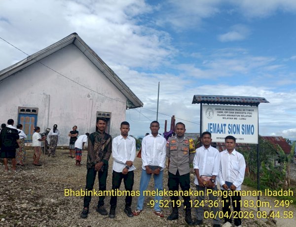 Polsek Amanatun Selatan Laksanakan Pengamanan Ibadah Syukur Paskah dan Perjamuan Kudus di Gereja Sion Simo Secara Sigap dan Profesional