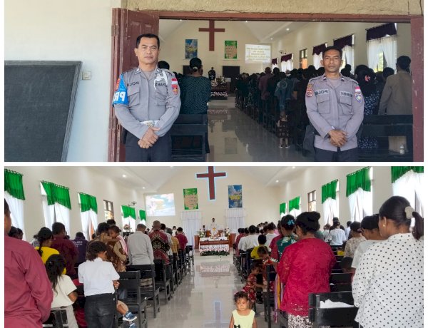 Polsek Amanuban Timur Laksanakan Pengamanan Kebaktian Paskah Kedua di GMIT Nazaret Oe'ekam, Berjalan Tanpa Ada Gangguan Kamtibmas
