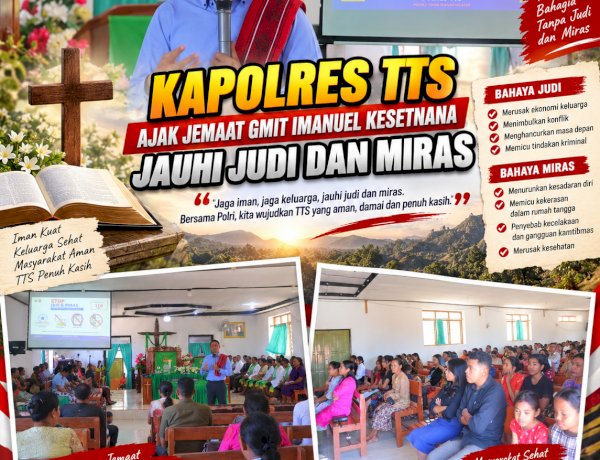 Kapolres TTS Ajak Jemaat GMIT Imanuel Kesetnana Jauhi Judi dan Miras