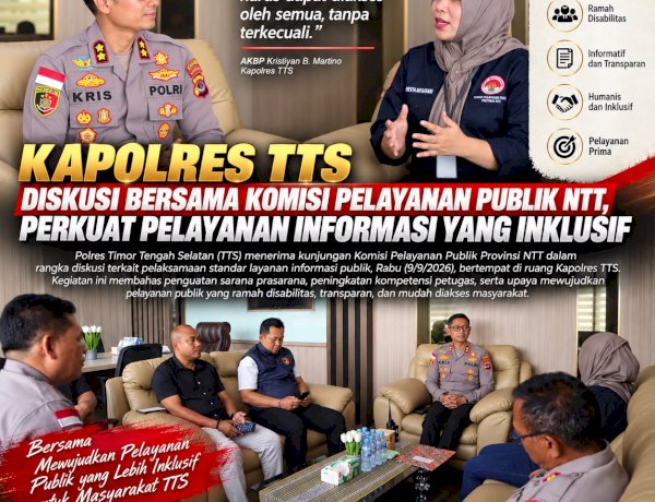 Kapolres TTS Diskusi Bersama Komisi Pelayanan Publik NTT, Perkuat Pelayanan Informasi yang Inklusif