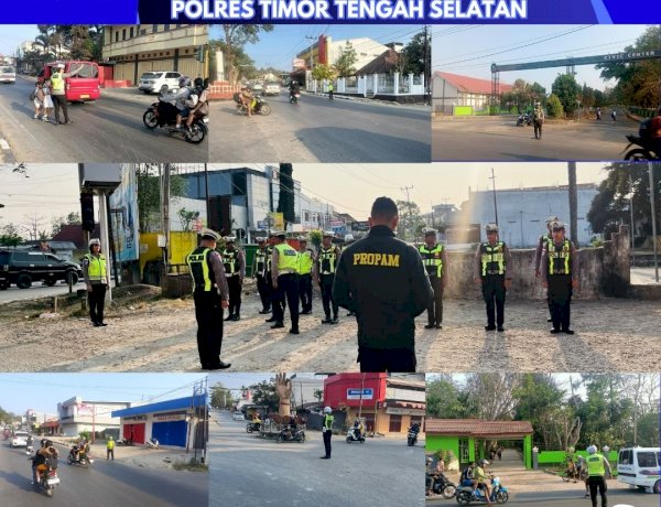 Amankan-Arus-Pagi,-Satlantas-Polres-TTS-Bersiaga-di-11-Titik-Strategis-Kota-Soe