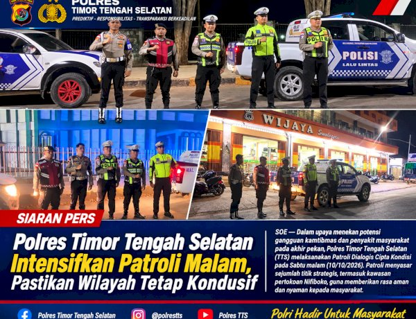 Polres Timor Tengah Selatan Intensifkan Patroli Malam, Pastikan Wilayah Tetap Kondusif