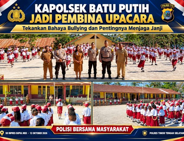 Kapolsek Batu Putih Jadi Pembina Upacara di SD Inpres Supul Meo, Tekankan Bahaya Bullying dan Pentingnya Menjaga Janji  siswa.