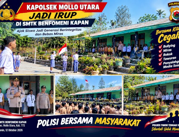 Kapolsek Mollo Utara Jadi Irup di SMTK Benfomeni Kapan, Ajak Siswa Jadi Generasi Berintegritas dan Bebas Miras