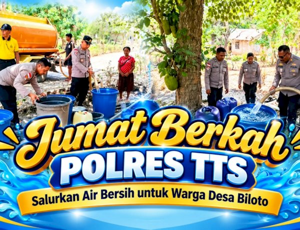 Jumat Berkah, Polres TTS Salurkan Air Bersih untuk Warga Desa Biloto
