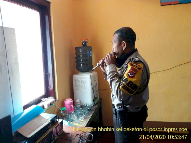 Bhabinkamtibmas Sampaikan Imbauan cegah Corona dan Imbauan kamtibmas