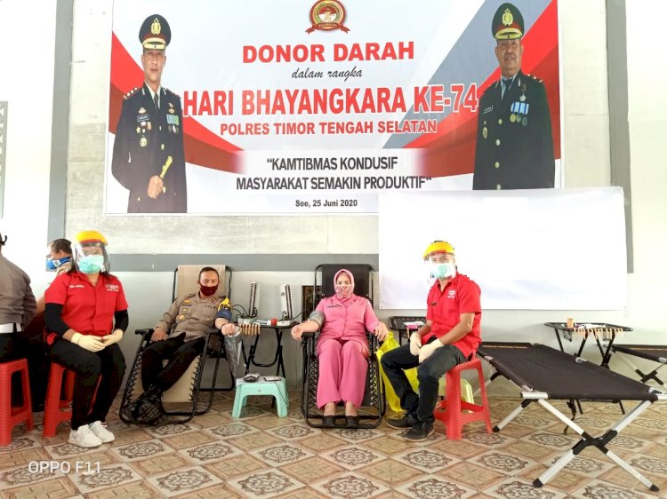 Peringati Hari Bhayangkara ke 74, Polres TTS Menggelar Donor Darah