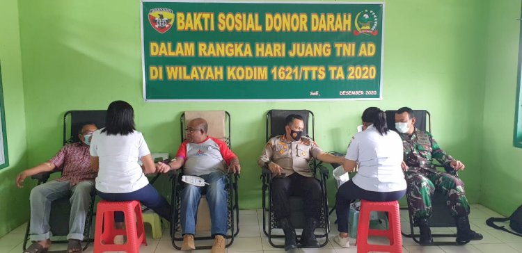 Peringati Hari Juang TNI AD, Kapolres TTS Turut Serta Donor Darah di Aula Makodim 1621 TTS