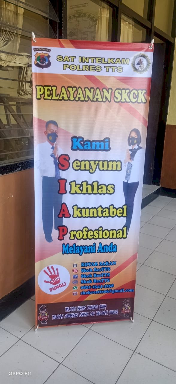 Pembangunan ZI, Pelayanan SKCK Sat Intelakam mengusung Motto “ Kami Siap Melayani Anda”