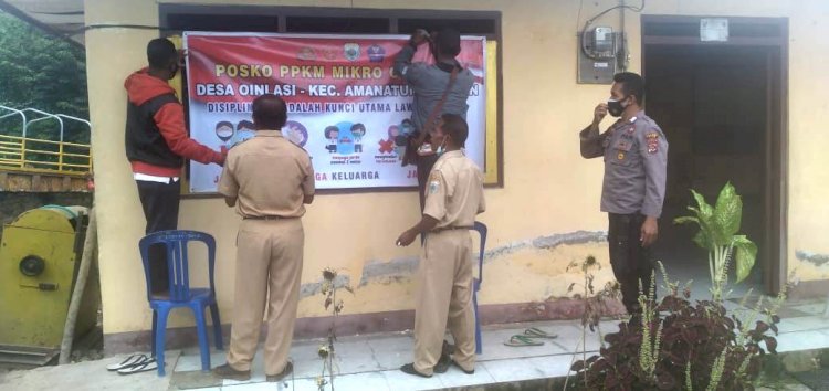 Pemasangan Spanduk Posko PPKM Oleh Polsek Amanatun Selatan