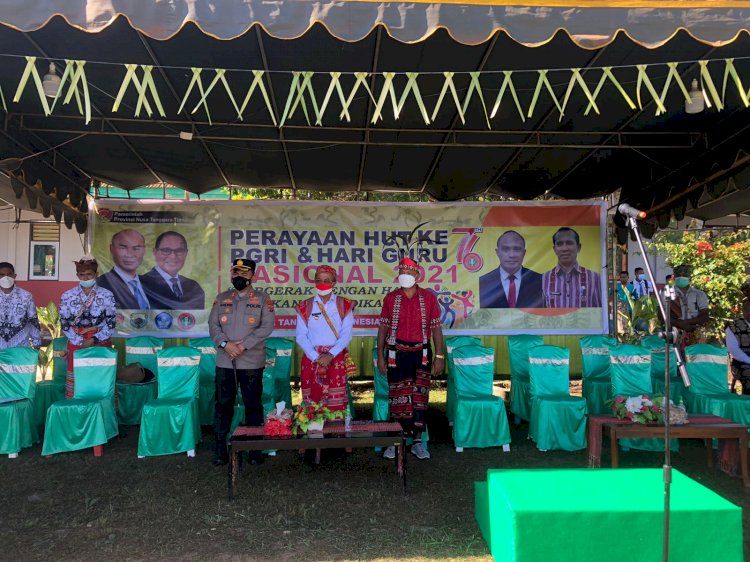 Kapolres TTS Hadiri Upacara Peringatan HUT PGRI dan HGN Tahun 2021