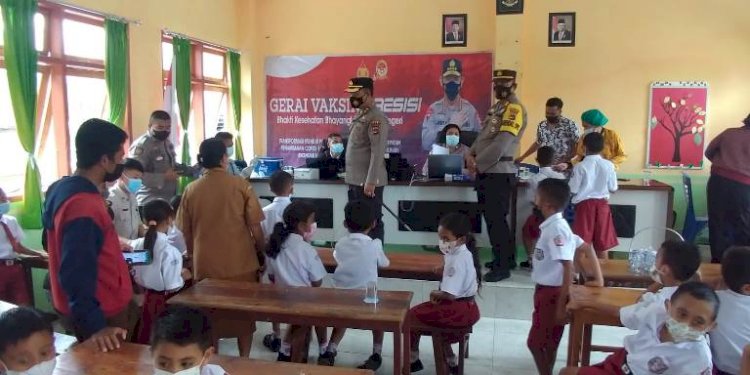 Kapolres TTS Monitoring Kegiatan Vaksinasi Anak Usia 6-11 tahun