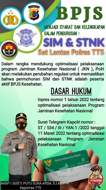 Sat lantas Polres TTS  Sosialisasi, BPJS Bakal Jadi Syarat dan kelengkapan Dalam pengurusan SIM Dan STNK