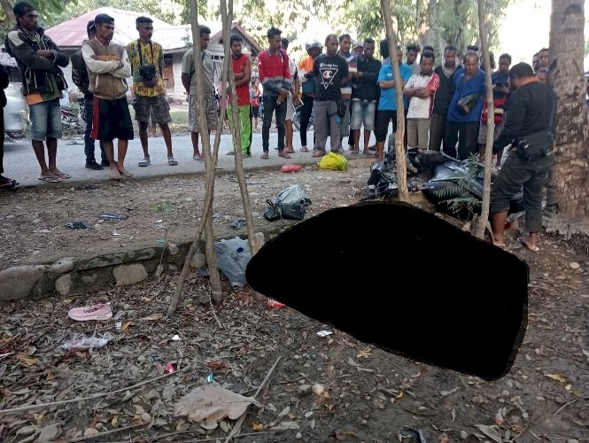 Laka Lantas Maut Di Kualin- Kabupaten TTS, Sat Lantas Polres TTS Olah TKP dan ini Kondisi Pengemudi Sepeda Motor Dan Penumpangnya