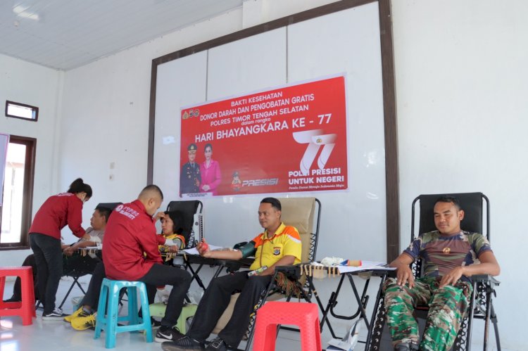 Polres TTS Gelar Donor Darah dan pemeriksaan kesehatan Gratis, Sambut Hari Bhyangkara Ke -77