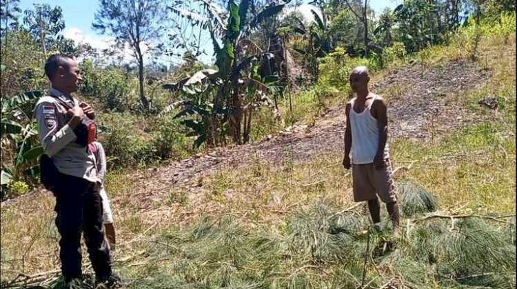 Temui Warga Di lahan Perkebunan , Bhabinkamtibmas Imbau Cegah Karhutla