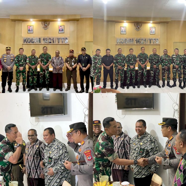 Sinergitas TNI-Polri, Kapolres TTS turut Sambut Kunker Pangdam IX/Udayana di Kodim 1621/TTS