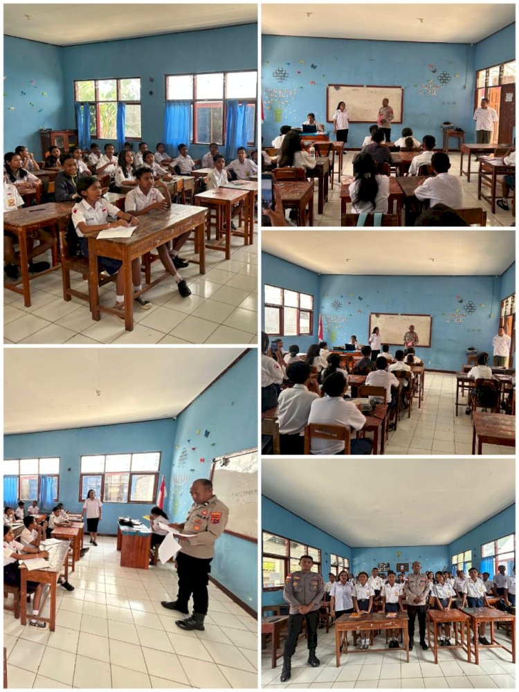 Polres TTS Melaksanakan Sosialisasi Penerimaan Siswa Siswi Baru SMA Kemala Taruna Bhayangkara di SMP Negeri 1 SoE