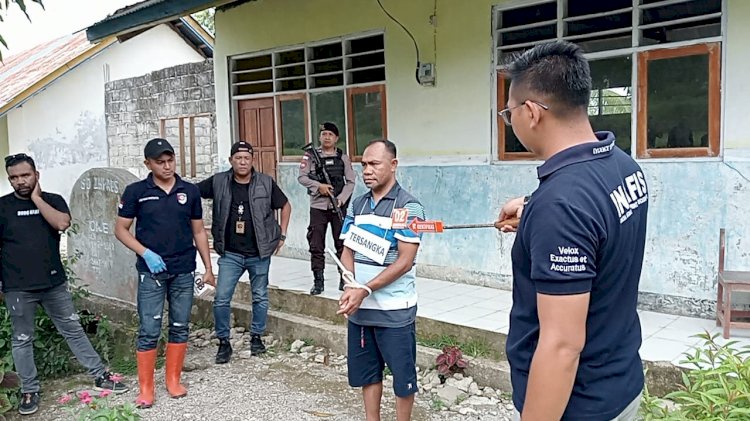 Polres TTS Gelar Rekonstruksi Kasus  Tindak Pidana Guru Aniaya Anak
