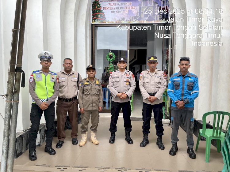 Cipta Keamanan dan Kenyamanan, Polres TTS Sebar Personil Lakukan Pengamanan Ibadah Natal 25 Desember 2025