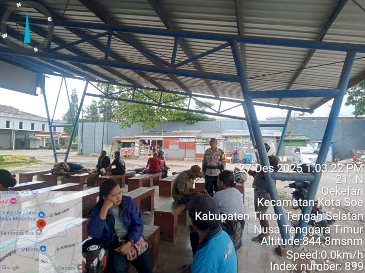 Bhabinkamtibmas Patroli ke Terminal Kota Soe, Beri Imbauan Kamtibmas