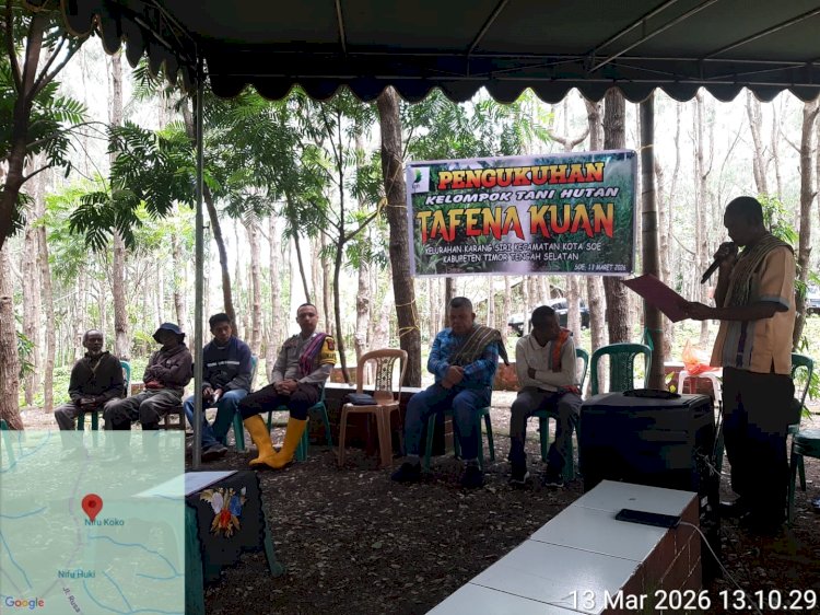 Wujudkan Sinergi Untuk Pengembangan Sektor Pertanian, Bhabinkamtibmas Kecamatan Kota Soe Hadiri Pengukuhan Kelompok Tani Hutan Tafena Kuan