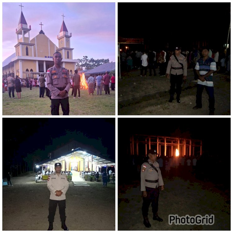 Polsek Batu Putih Melaksanakan Pengamanan Misa Sabtu Haleluya di 4 Titik Gereja