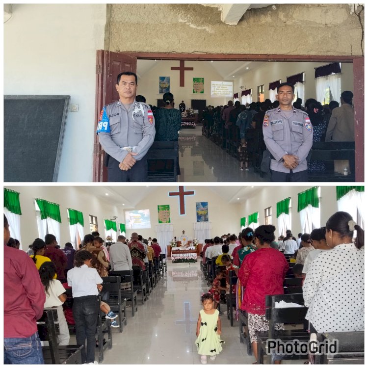 Polsek Amanuban Timur Laksanakan Pengamanan Kebaktian Paskah Kedua di GMIT Nazaret Oe'ekam, Berjalan Tanpa Ada Gangguan Kamtibmas