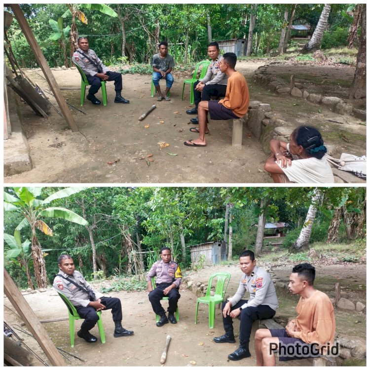 Kapolsek Bersama Kapolpos dan Bhabinkamtibmas Sambang Warga, Sampaikan Waspada TPPO