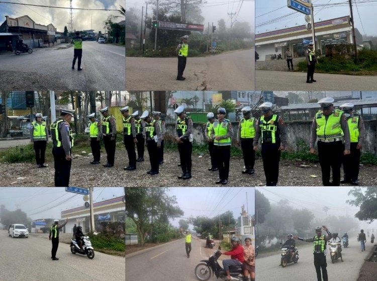 Jaga Kamseltibcarlantas, Satlantas Polres TTS Gatur Pagi di Kota Soe