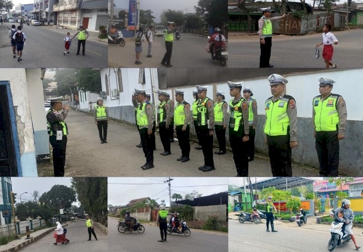 Jaga Kelancaran Aktivitas Pagi, Personel Satlantas Polres TTS Amankan Belasan Titik Rawan di Kota Soe