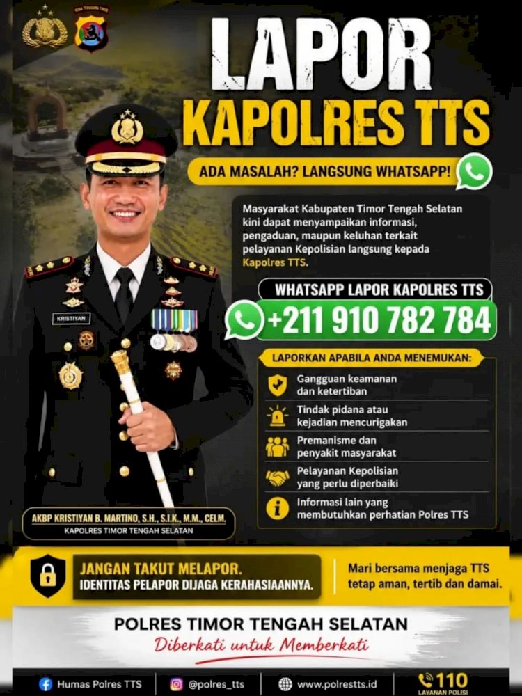 Kapolres TTS Buka Layanan WhatsApp “Lapor Kapolres”, Masyarakat Didorong Aktif Sampaikan Informasi