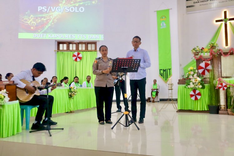 Minggu Kasih, Polres TTS Berbagi Pujian dan Himbauan Kamtibmas