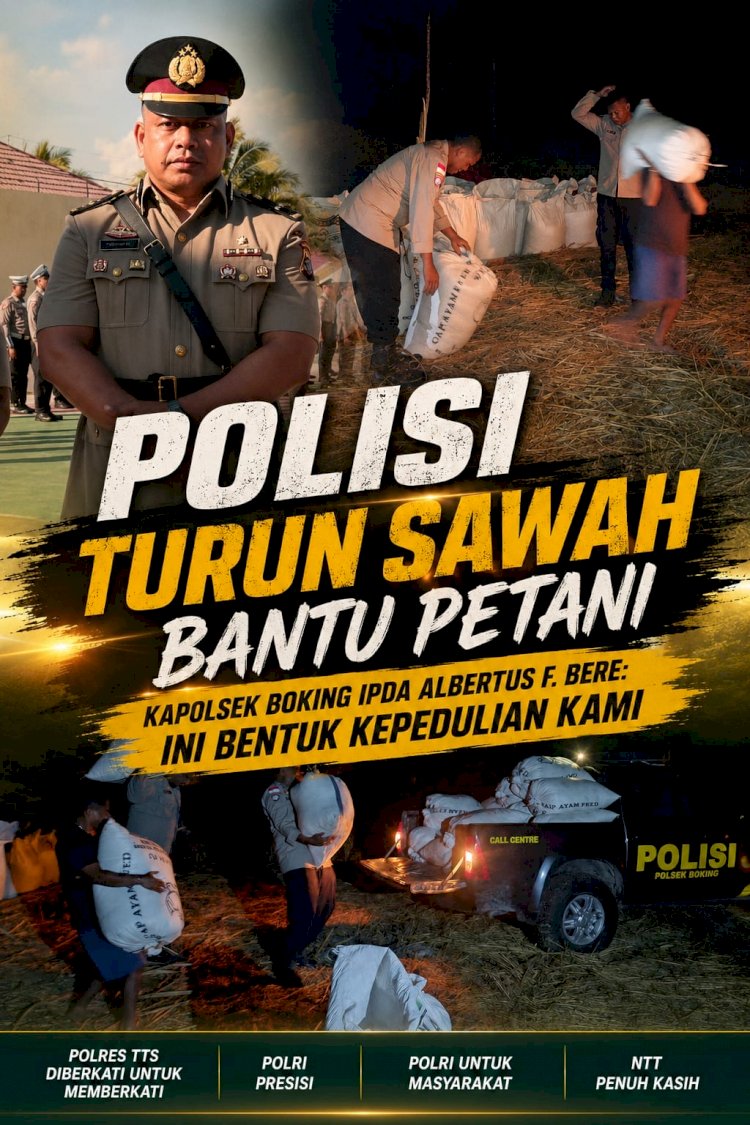 Polisi Turun Sawah Bantu Petani, Kapolsek Boking IPDA Albertus F. Bere: Ini Bentuk Kepedulian Kami