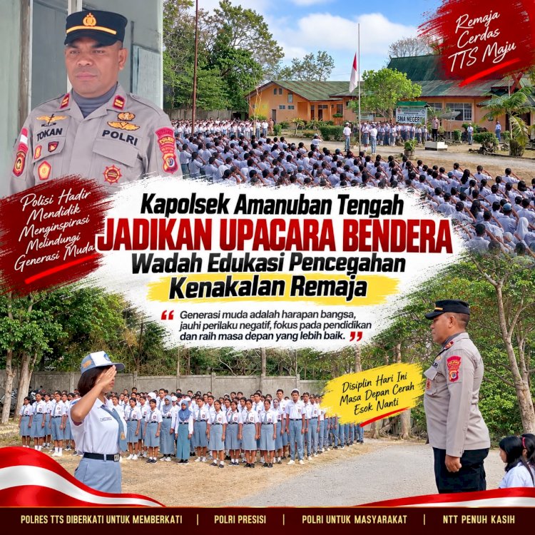 Kapolsek Amanuban Tengah Jadikan Upacara Bendera Wadah Edukasi Pencegahan Kenakalan Remaja