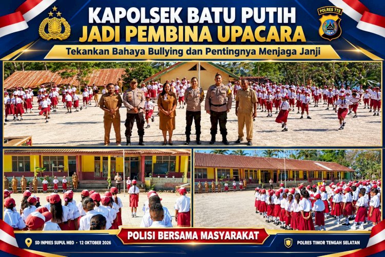 Kapolsek Batu Putih Jadi Pembina Upacara di SD Inpres Supul Meo, Tekankan Bahaya Bullying dan Pentingnya Menjaga Janji  siswa.
