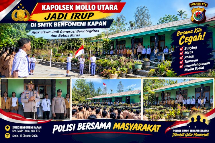 Kapolsek Mollo Utara Jadi Irup di SMTK Benfomeni Kapan, Ajak Siswa Jadi Generasi Berintegritas dan Bebas Miras