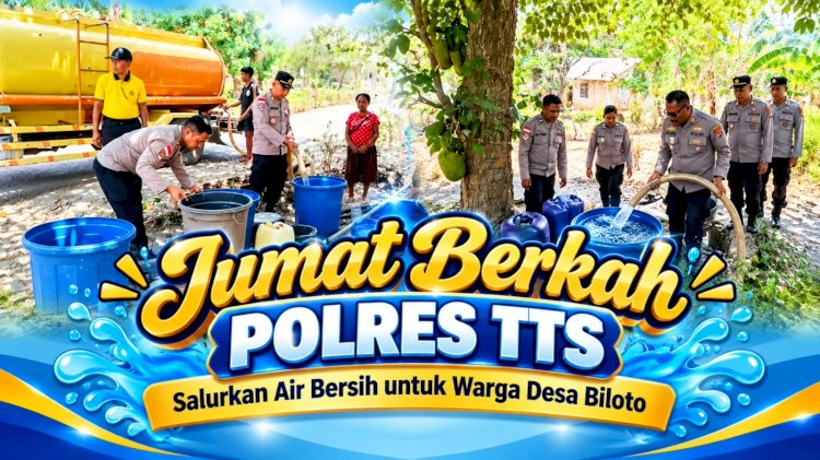 Jumat Berkah, Polres TTS Salurkan Air Bersih untuk Warga Desa Biloto