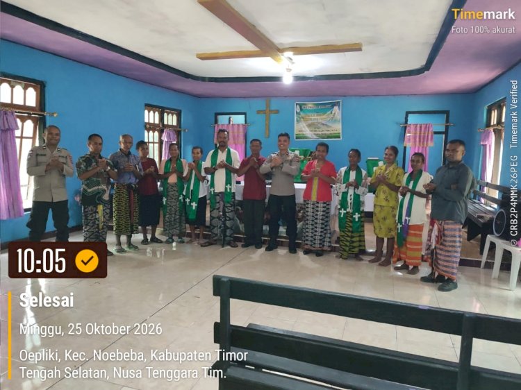 Minggu Kasih di Gereja Paulus Enolanan, Kapolsek Amanuban Selatan Ajak Jemaat Jaga Kamtibmas dan Cegah Karhutla