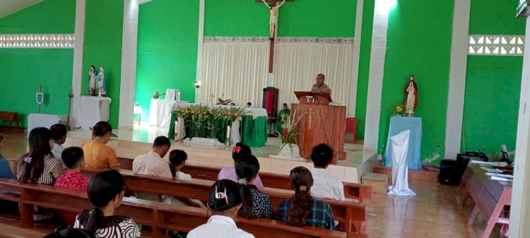 Minggu Kasih di Gereja Sta. Maria Imaculata Kapan, Kapolsek Mollo Utara Ajak Umat Waspada TPPO dan Jaga Kamtibmas