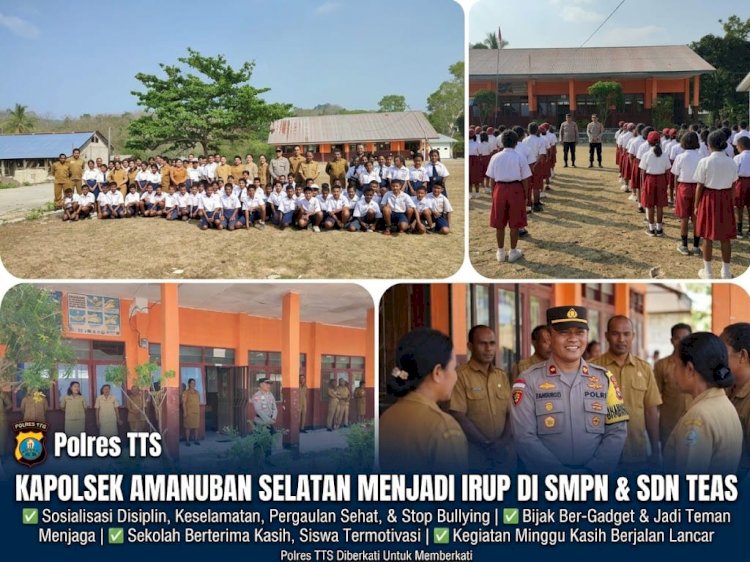 Tanamkan Kedisiplinan Sejak Dini, Kapolsek Amanuban Selatan Jadi Irup di SMPN & SDN Teas