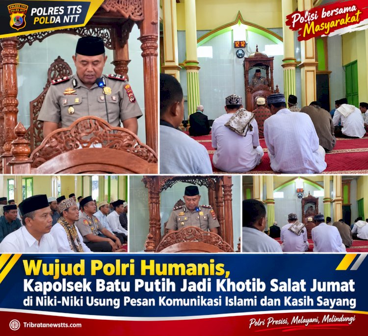 Wujud Polri Humanis, Kapolsek Batu Putih Jadi Khotib Salat Jumat di Niki-Niki Usung Pesan Komunikasi Islami dan Kasih Sayang