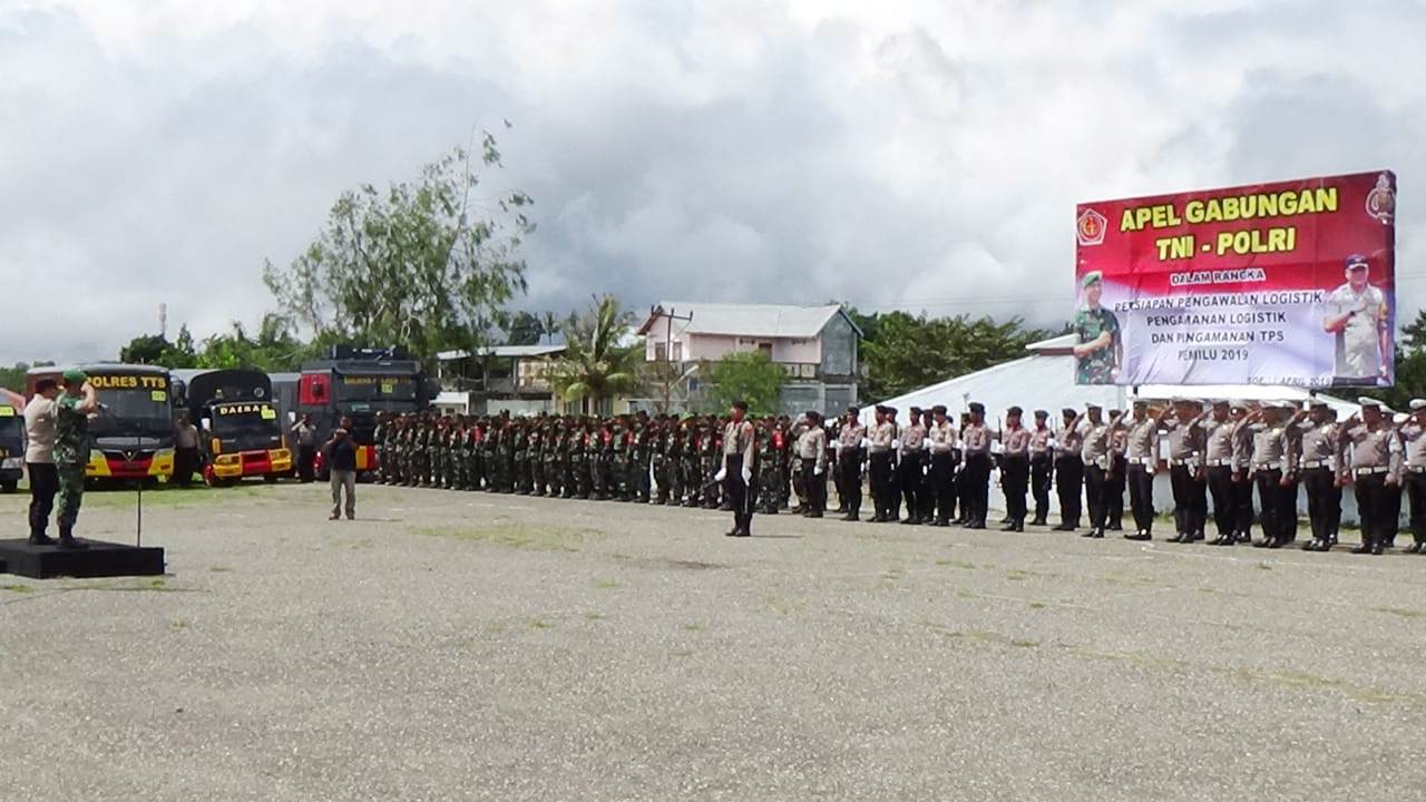 Kesiapan  Pam Pemilu 2019,  Polres TTS Gelar Apel Gabungan TNI-Polri